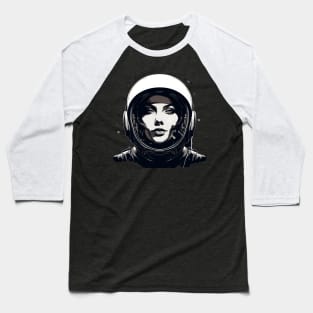 Black and white-themed female astronaut Baseball T-Shirt